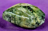 Prehnite w/Black Tourmaline & Vugs Crystal Puffy Heart 💚✨🤩🖤