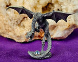 Antique Vintage Pewter Soaring w/Crystal Ball  🔮✨💜🐲🐉