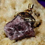 Raw Strawberry Quartz w/Black Tourmaline Gold Coated Necklace 📿🍓🩷🖤✨