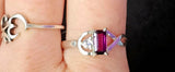 925 Sterling Silver Ring w/Ruby Rectangular & White Sapphire Accent Gemstones ❤️✨🤩💍🩷🤍