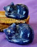 SM. Blue Aventurine Crystal Sleeping Kitty Cat Carving ✨😴🐈🐾💙🔵