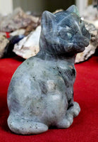 XL Labradorite Crystal Cat Statue 🐾✨🐈