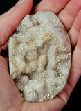 LG. Raw/Cut Aura Coated (man-altered) White Sphalerite Crystal Palmstone ✨🤩💎🤯🤍