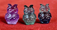 Rainbow Fluorite Crystal Mini Poofy Owl