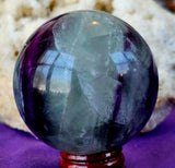 Snowflake Fluorite Crystal Sphere #2 💚❄️🔮💜🌨️