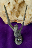 LG. Vintage Antique Pewter Flying Dragon Figurine w/Crystal Ball🐉🔮✨🪽🐲