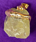 Raw Yellow Fluorite w/Amethyst Crystal w/Gold Coated Wrap Necklace ✨📿💜💛