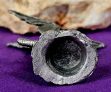 Antique Vintage Pewter Dragon Perched on Skull Figurine w/Red Eyes