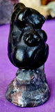 Black Obsidian & Yooperlite Crystal Koala Mother & Baby Stone Figurine Statue 🖤🐨✨🎍