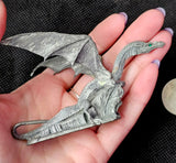 Vintage Antique Pewter Dragon Figurine w/Green Eyes 💚🐉🐲✨🩶🗡️