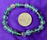 Rainbow Fluorite Crystal Stretch Bracelet ✨ 📿 💚💜🤩🌈