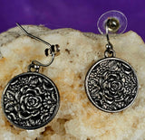 Rose Pewter Dangle Earrings ✨⚜️🌹🩶📿