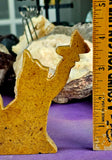 Yellow Jasper Crystal Cat w/Butterfly Stone Carving