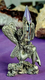 Vintage Pewter Fairy Figurine w/Crystal and Rhinestones