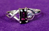 925 Sterling Silver Ring w/Ruby Rectangular & White Sapphire Accent Gemstones ❤️✨🤩💍🩷🤍