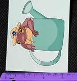 LG. Brown Country Frog in Watering Can Sticker 🌿🐸🌊