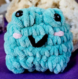 Handcrafted Teal Crocheted Frog Plushie