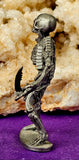 Vintage Antique Pewter Skeleton Warrior Figurine w/Red Eyes 💀🦴❤️⚔️🗡️