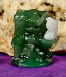 Green Aventurine Kitty Grim Reaper w/Snow Quartz Crystal Raven Figurine 😍🐦‍⬛✨🥹🐈💀