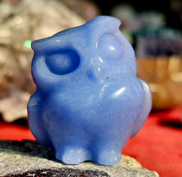 Blue Calcite Crystal Owl Figurine