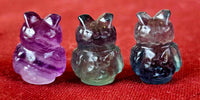 Rainbow Fluorite Crystal Mini Poofy Owl