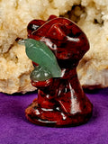 Brecciated Jasper Kitty Grim Reaper w/Green Aventurine Crystal Raven Figurine 😍🐦‍⬛✨🥹🐈💀