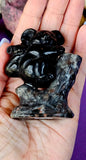 Black Obsidian & Yooperlite Crystal Koala Mother & Baby Stone Figurine Statue 🖤🐨✨🎍