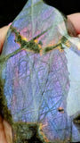 LG. FULL PURPLE FLASH Labradorite Crystal Leaf Carving 💜✨🌿🤩🍃