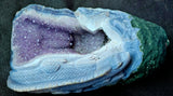 GIGANTIC & HEAVY Amethyst & Blue Agate Crystal Cathedral w/Lizard Sculpture 🤯✨🦎💙☪️💜