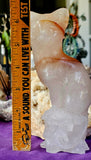XL Red Hematoid Quartz Crystal Kitty Cat Sitting on Skull ☠️💀🐈🐾🤩✨🤯💎🤍❤️