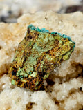 Raw Chrysocolla in Feldspar Crystal Specimen