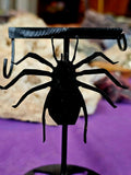 Green Aventurine Crystal Web on Black Metal Spider Display Stand 🕷️🕸️💚