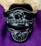 LG. Black Agate Crystal Pirate Skull Carving ⚓🏴‍☠️🤯✨☠️🦜🖤