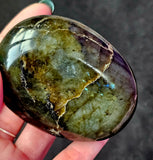XL Labradorite Crystal Palmstone w/Golden Etched Engraving 🤩✨🌟⚜️💙💠