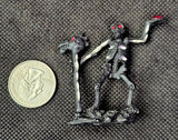Vintage Antique Pewter Black Skeleton Dragon Staff Figurine 💀🪾🧙‍♂️🖤🩸