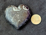 MD. Unique Black & White Fossilized Coral Crystal Puffy Heart Stone 🖤✨🐚🪸🤍