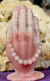 Pink Opal Crystal Praying Hands w/Prayer Beads 📿🙏🩷