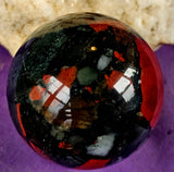 Bloodstone Crystal Sphere w/Pyrite Inclusions 🔮✨🖤🩸⚜️