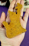 Yellow Jasper Crystal Cat w/Butterfly Stone Carving