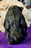 LG. Rainbow Flash Labradorite Crystal Lizard Basking on Rock Carving #1 🦎🩶🌈🪨✨🤩