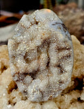 LG. Raw/Cut Aura Coated (man-altered) White Sphalerite Crystal Palmstone ✨🤩💎🤯🤍