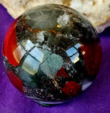 Bloodstone w/Pyrite Inclusions Crystal Sphere ✨🔮⚜️🩶🖤❤️🩸