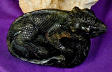 LG. Rainbow Flash Labradorite Crystal Lizard Basking on Rock Carving #1 🦎🩶🌈🪨✨🤩