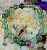 Rainbow Fluorite Crystal Stretch Bracelet ✨ 📿 💚💜🤩🌈