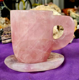 Solid Rose Quartz Crystal Coffee Mug or Tea Cup with Saucer 🩷🍶🍵☕🌹🤩