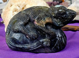 LG. Rainbow Flash Labradorite Crystal Lizard Basking on Rock Carving #1 🦎🩶🌈🪨✨🤩
