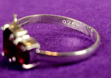 Sterling Silver 925 Round & Tiffany Cut Garnet Gemstone Ring 💍✨💎❤️🍒🌹