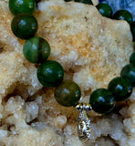 Handcrafted Nephrite Jade w/925 SS Buddha Charm Crystal Stretch Bracelet 🕉️📿✨💚
