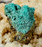 Raw Chrysocolla in Feldspar Crystal Specimen