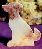 Strawberry Jasper Crystal Dog w/Inner Wolf Silhouette Carving 🐕🤍✨🐺🍓